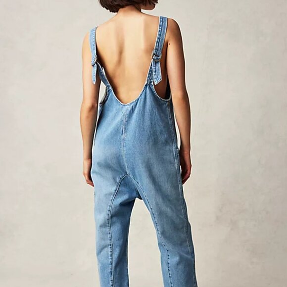 Free People We The Free High Roller Jumpsuit | Kansas | XS | Denim - Picture 2 of 3